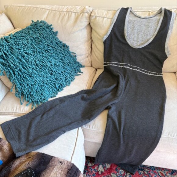 Free People Nikki Scoop Back Wide Leg French Terry Jumpsuit Cozy Lounging Large - Picture 4 of 6